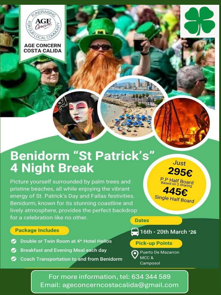 Poster for St. Patricks Day in Benidorm