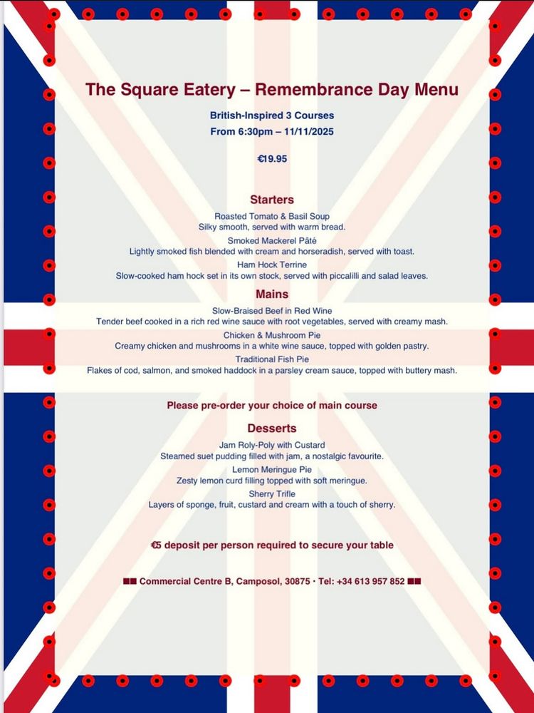 Poster for Remembrance Day Menu