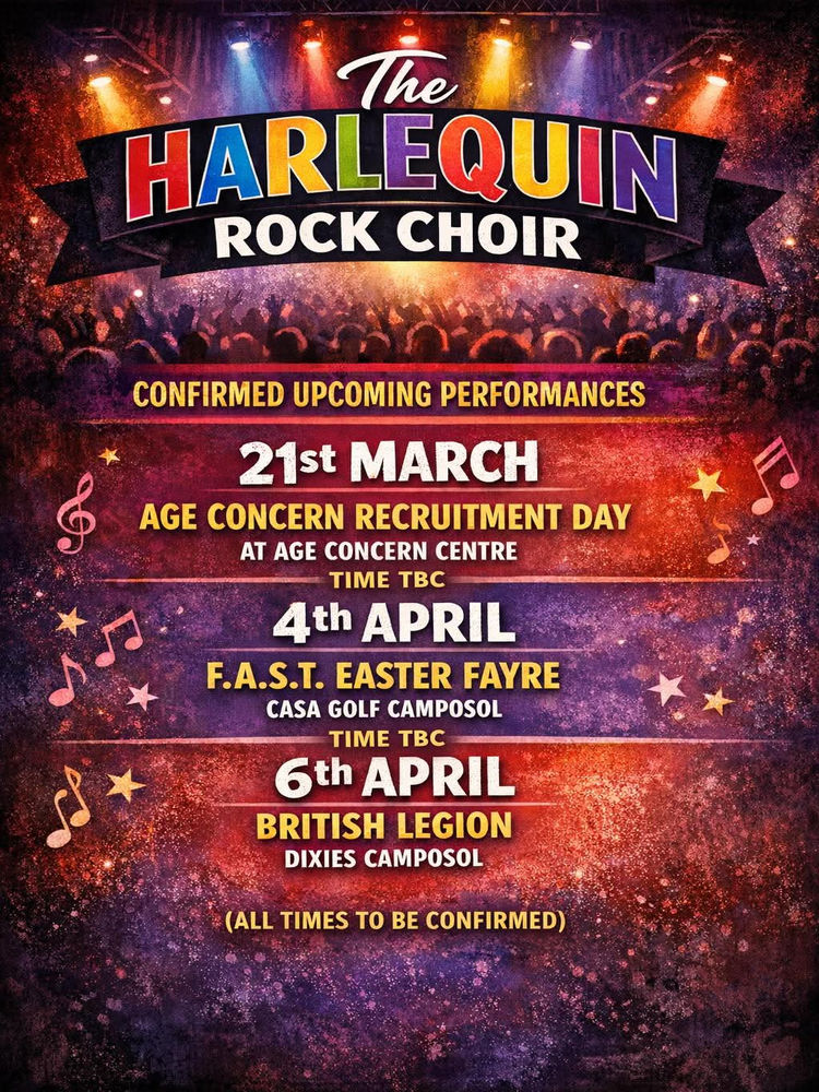 Poster for The Harlequin Rock Choir
